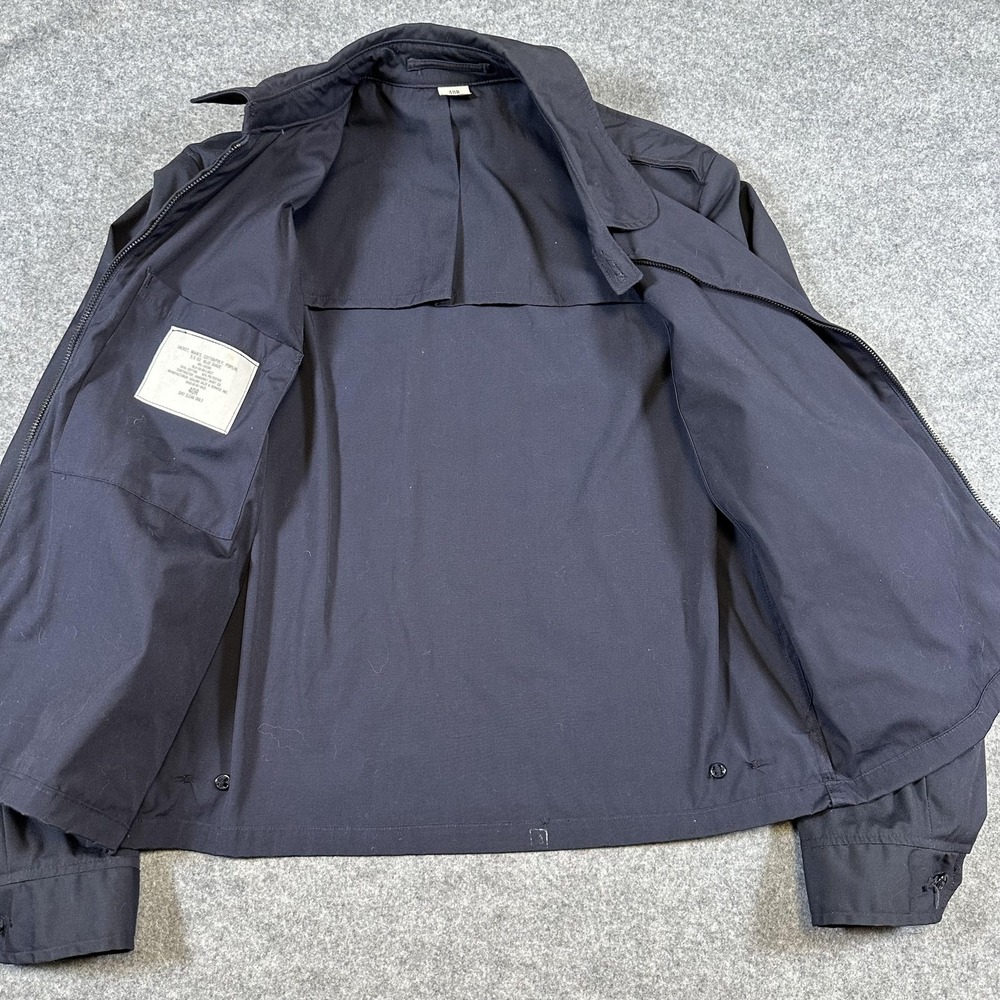 Vintage Military Jacket Mens 40R Blue Poplin Lightweight Full Zip Epaulettes 80s - Picture 5 of 8
